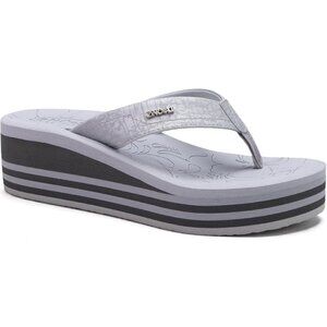 🆕 Grey Vegan Platform Flip Flops Sandals Arch Support Summer Shoes Women’s